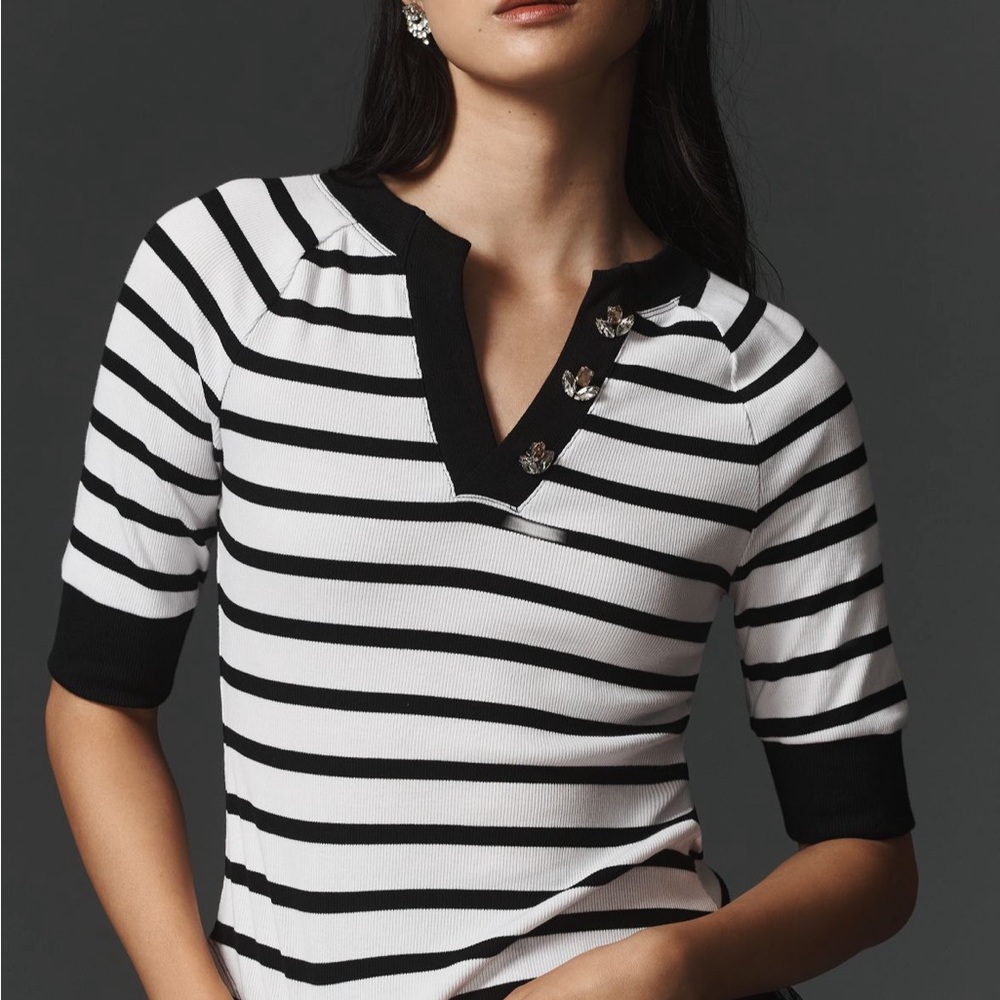 Anthropologie Maeve Half-Sleeve Henley Tee